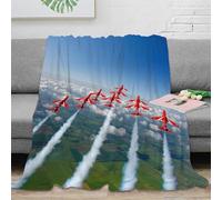 XiaopangXY Fleece Air Show Blanket Sofa Throw 50x60inch(127x152cm) - Fluffy Soft Warm Versatile Red Arrows Plane Blanket for Sofa/Couch/Bed Throw, Portable Fleece Travel Blanket