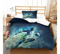 XiaopangXY Football Washable Quilt Cover Set Hidden Zipper Duvet Cover Set with Pillowcases Bedding Set Soft Microfiber Soccer Bed Linen Set for Kids & Adults Single(135x200cm)