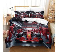 XiaopangXY Formula Racing Duvet Cover Set Soft Microfiber Bedding Set Breathable Racing Car Quilt Cover with Hidden Zipper Closure,3D Printed Comforter Cover Double（200x200cm）