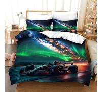 XiaopangXY Formula Racing Luxe Comforter Cover Hidden Zipper Duvet Cover Set with Pillowcases Bedding Set Soft Microfiber Racing Car Quilt Cover Set for Kids & Adults Double（200x200cm）