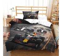 XiaopangXY Formula Racing Warmth Bed Linen Set Hidden Zipper Racing Car Duvet Cover Set with Pillowcases Bedding Set Soft Microfiber Quilt Cover Set for Kids & Adults Single（135x200cm）