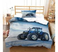 XiaopangXY FT Tractor Breathable Bedding Set Hidden Zipper Johndeer Duvet Cover Set with Pillowcases Quilt Cover Set Soft Microfiber 3D Printing Comforter Cover Single（135x200cm）