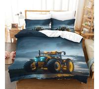 XiaopangXY FT Tractor Warmth to Sleep Comforter Cover Hidden Zipper Johndeer Duvet Cover Set with Pillowcases Bedding Set Soft Microfiber Luxury Quilt Cover Set Double（200x200cm）