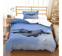 XiaopangXY Hypoallergenic Bedding Set Transport Plane, Cozy Bedspread 3D Printed A400M Quilt Cover Single（135x200cm）, Microfiber Duvet Cover for Kids & Adults with Pillowcase