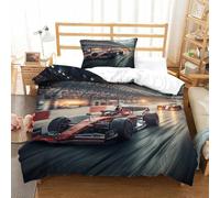 XiaopangXY Kids & Adults Ferrariii Duvet Cover 3D Pattern Soft Microfiber Formula racing Bedding Set Hypoallergenic Quilt Cover with Hidden Zipper, Breathable 3 Pcs Single（135x200cm）