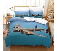XiaopangXY King（220x240cm） WW II Aircraft Duvet Cover With Hidden Zipper, Lancaster Bomber Bedding Set with Pillowcases, Soft Microfiber Quilt Cover Set for Kids & Adults