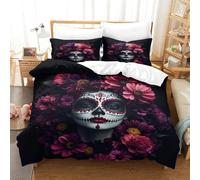 XiaopangXY LaCatrina & Roses Warmth Bed Linen Set Hidden Zipper Gothic Duvet Cover Set with Pillowcases Bedding Set Soft Microfiber Quilt Cover Set for Kids & Adults King（220x240cm）