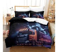 XiaopangXY Lorry Bedding Set Finesse Duvet Cover, Sheet & Pillowcase Breathable Brushed Microfiber Truck Comforter Cover with Hidden Zipper, Luxury Quilt Cover Set King（220x240cm）