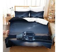 XiaopangXY Lorry Breathable Bedding Set Hidden Zipper Truck Duvet Cover Set with Pillowcases Quilt Cover Set Soft Microfiber 3D Printing Comforter Cover Double（200x200cm）