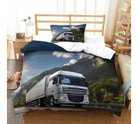 XiaopangXY Lorry Colorful Duvet Cover Set Hidden Zipper Truck Quilt Cover Set with Pillowcases Bedding Set Soft Microfiber Comforter Cover for Kids Adults Single（135x200cm）