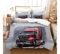 XiaopangXY Lorry Duvet Cover Set Soft Microfiber Bedding Set Breathable Truck Quilt Cover with Hidden Zipper Closure,3D Printed Comforter Cover King（220x240cm）
