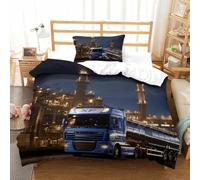 XiaopangXY Lorry Duvet Cover Set Soft Microfiber Bedding Set Breathable Truck Quilt Cover with Hidden Zipper Closure,3D Printed Comforter Cover Single（135x200cm）