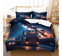 XiaopangXY Lorry & Galaxy Breathable Quilt Cover Set Hidden Zipper Truck Duvet Cover Set with Pillowcases Bedding Set Soft Microfiber Nice-looking Comforter Cover for Double（200x200cm）
