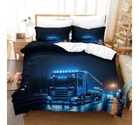 XiaopangXY Lorry Luxe Bedding Set Hidden Zipper Truck Duvet Cover Set with Pillowcases Quilt Cover SetSoft Microfiber Comforter Cover for Kids Adults Double（200x200cm）