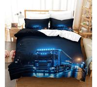 XiaopangXY Lorry Luxe Duvet Cover Set Hidden Zipper Truck Quilt Cover Set with Pillowcases Bedding Set Soft Microfiber Comforter Cover for Kids & Adults King(220x240cm)