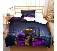 XiaopangXY Lorry Pattern Bedding Set 3D Printed American Truck Quilt Cover with Zipper Closure Comforter Cover with Pillowcase Single（135x200cm） Duvet Cover for Kids & Adults 3 Pieces