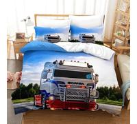 XiaopangXY Lorry Pattern Bedding Set 3D Printed Truck Quilt Cover with Zipper Closure Comforter Cover with Pillowcase Double（200x200cm） Duvet Cover for Kids & Adults 3 Pieces