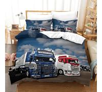 XiaopangXY Lorry Warmth Duvet Cover Set Hidden Zipper Quilt Cover Set with Pillowcases Bedding Set Soft Microfiber Truck Comforter Cover for Kids & Adults Double（200x200cm）