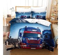 XiaopangXY Lorry Warmth Quilt Cover Set Hidden Zipper Duvet Cover Set with Pillowcases Truck Bed Linen Set Soft Microfiber Comforter Cover for Kids Adults Double（200x200cm）