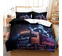 XiaopangXY Lorry Washable Duvet Cover Set Hidden Zipper Truck Quilt Cover Set with Pillowcases Bedding Set Soft Microfiber Bed Linen Set for Kids & Adults Double（200x200cm）