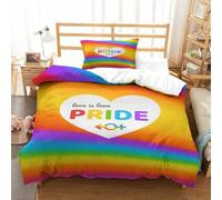 XiaopangXY Lovingly LGBTQ Love Is Love Quilt Cover Single（135x200cm） With Hidden Zipper, Pride Month Duvet Cover with Pillowcases, Soft Light Microfiber Comforter Cover for Kids Adults