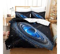 XiaopangXY Luxe Cosmic Planets Duvet Cover Washable Bedding Set, 3D Printed 3Pcs Universe Pattern Quilt Cover Set for Home Textiles Decor King(220x240cm)