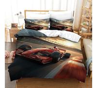 XiaopangXY Luxe Ferrariii Duvet Cover Washable Bedding Set, 3D Printed 3Pcs Formula racing Pattern Quilt Cover Set for Home Textiles Decor Double（200x200cm）
