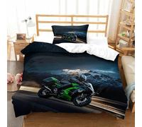 XiaopangXY Luxe Moto Racing Duvet Cover Washable Bedding Set, 3D Printed 3Pcs Motorcycle Pattern Quilt Cover Set for Home Textiles Decor Single（135x200cm）