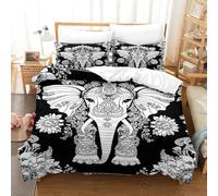 XiaopangXY Mandala Elephant Lovingly Bed Linen Set Hidden Zipper Indian Style Duvet Cover Set with Pillowcases Quilt Cover Set Soft Microfiber Comforter Cover Kids & Adults Double（200x200cm）