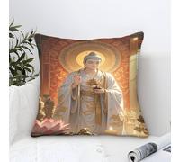 XiaopangXY Modern Decorative Pillow Covers, Buddha Statue Close-up Throw Pillow Covers 50x50cm Sakyamuni Square Pillowcase, Cushion Case for Couch Sofa Bed Car Patio