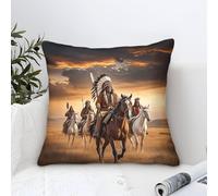 XiaopangXY Mohican Knight Cushion Cover 45x45cm Native American Throw Pillow Cover for Couch Sofa Home Decor, Microfiber