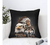 XiaopangXY Mohicans Cushion Cover 50x50cm Native American Throw Pillow Cover for Couch Sofa Home Decor, Microfiber