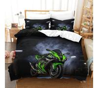 XiaopangXY Moto Racing Breathable Bedding Set Hidden Zipper Motorcycle Duvet Cover Set with Pillowcases Quilt Cover Set Soft Microfiber 3D Printing Comforter Cover Double（200x200cm）