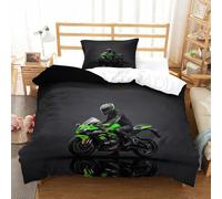 XiaopangXY Moto Racing Comforter Cover 3D Printed Duvet Cover Finesse Bed Set with Pillowcase Microfiber Motorcycle Quilt Cover with Zipper Closure for Childs & Adults Single（135x200cm）