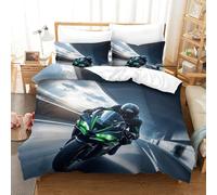 XiaopangXY Moto Racing Luxe Duvet Cover Set Hidden Zipper Motorcycle Quilt Cover Set with Pillowcases Bedding Set Soft Microfiber Comforter Cover for Kids & Adults King（220x240cm）