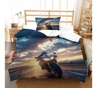 XiaopangXY Moto Racing Warmth Quilt Cover Set Hidden Zipper Duvet Cover Set with Pillowcases Motorcycle Bed Linen Set Soft Microfiber Comforter Cover for Kids Adults Single（135x200cm）