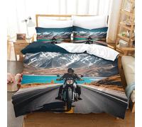 XiaopangXY Motorbike Comforter Cover 3D Printed Duvet Cover Finesse Bed Set with Pillowcase Microfiber Motorcycle Quilt Cover with Zipper Closure for Childs & Adults King（220x240cm）