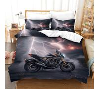 XiaopangXY Motorbike Luxe Quilt Cover Set Hidden Zipper Duvet Cover Set with Pillowcases motorcycle Bedding Set Soft Microfiber Comforter Cover Kids & Adults Double（200x200cm）