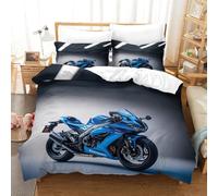 XiaopangXY Motorbike Warmth Bedding Set Hidden Zipper Duvet Cover Set with Pillowcases Motorcycle Quilt Cover Set Soft Microfiber Comforter Cover for Kids & Adults King（220x240cm）
