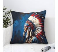 XiaopangXY Native American Pillow Covers 50x50cm, Mohicans Throw Pillow Covers Microfiber Pillowcase Cushion Case for Sofa Couch Home Decor