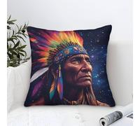 XiaopangXY Native American Printed Throw Pillow Covers Home Bedroom Living Room Decorative Gifts Square Pillow Case Mohicans, 40x40cm