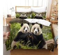 XiaopangXY Pandas Finesse Quilt Cover Set Hidden Zipper Cute Animals Duvet Cover Set with Pillowcases Bedding Set Soft Microfiber Comforter Cover Various Sizes for Kids Adults Double（200x200cm）