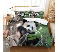 XiaopangXY Pandas Lovingly Bedding Set Hidden Zipper Cute Animals Duvet Cover Set with Pillowcases Quilt Cover Set Soft Microfiber Comforter Cover Various Sizes for Kids Adults Double（200x200cm）