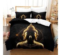 XiaopangXY Sakyamuni Bedding Set 3D Printed Buddha Quilt Cover with Zipper Closure Luxe Duvet Cover with Pillowcase Microfiber for Childrens And Adults King（220x240cm）