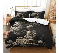 XiaopangXY Sakyamuni Warmth Bed Linen Set Hidden Zipper Buddha Duvet Cover Set with Pillowcases Bedding Set Soft Microfiber Quilt Cover Set for Kids & Adults King（220x240cm）
