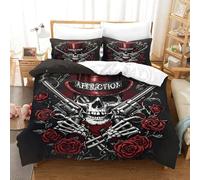 XiaopangXY Skeleton Killer Lovingly Quilt Cover Set Hidden Zipper Gothic Duvet Cover Set with Pillowcases Bed Linen Set Soft Microfiber Comforter Cover for Kids Adults Double（200x200cm）