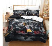 XiaopangXY Skin-friendly Bull Racing Perform A Pit Stop Pattern Bedding Set Double（200x200cm）, Cozy Quilt Cover, 3D Formulaone Printed Duvet Cover, Luxe Formulaone Comforter with Pillowcase