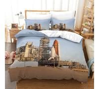 XiaopangXY Skin-friendly Space Shuttle Pattern Bedding Set King（220x240cm）, Cozy Quilt Cover, 3D The Discovery Shuttle Printed Duvet Cover, Luxe The Discovery Shuttle Comforter with Pillowcase