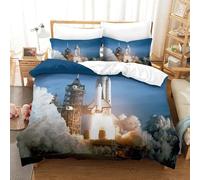 XiaopangXY Space Shuttle Bedding Set Double（200x200cm） The Discovery Shuttle Duvet Cover Set with Pillowcases, Soft Microfiber Comforter Cover for Kids Adults