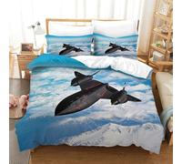 XiaopangXY SR-71 Blackbird Pattern Bedding Set Double（200x200cm）, Bomber Duvet Cover with Pillowcases, Quilt Cover Set Soft Microfiber Comforter Cover Kids & Adults
